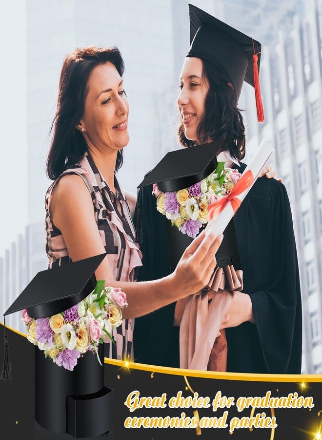 Weekgrat 2 Pack Graduation Cap Candy Box Graduation Cap Flower Gift Boxes, 6.9 x 6.4 in Empty Container for Grad Ceremony Party Activities Celebrations(Black,Round) - Image 4